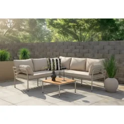 Svea - Jamal loungeset - hoekbank en tafel - beige/zand