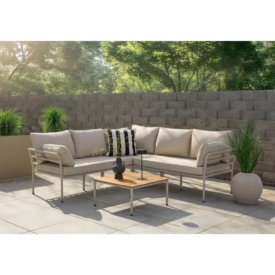 Svea - Jamal loungeset - hoekbank en tafel - beige/zand