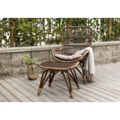 Tuinstoelen-Svea - Leila loungestoel - donker walnoot - rattan