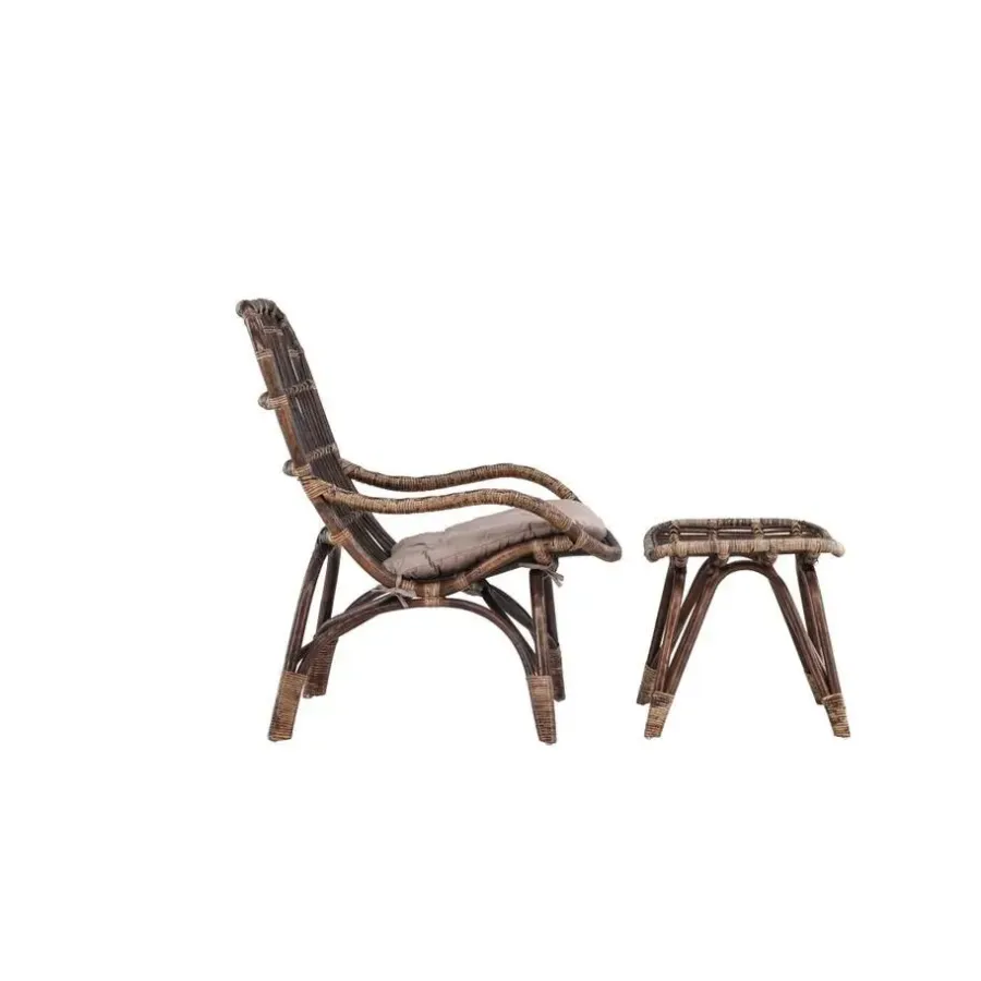 Tuinstoelen-Svea - Leila loungestoel - donker walnoot - rattan
