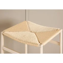 Barkrukken-Svea - Polsty barkruk 63 cm - rattan - beige