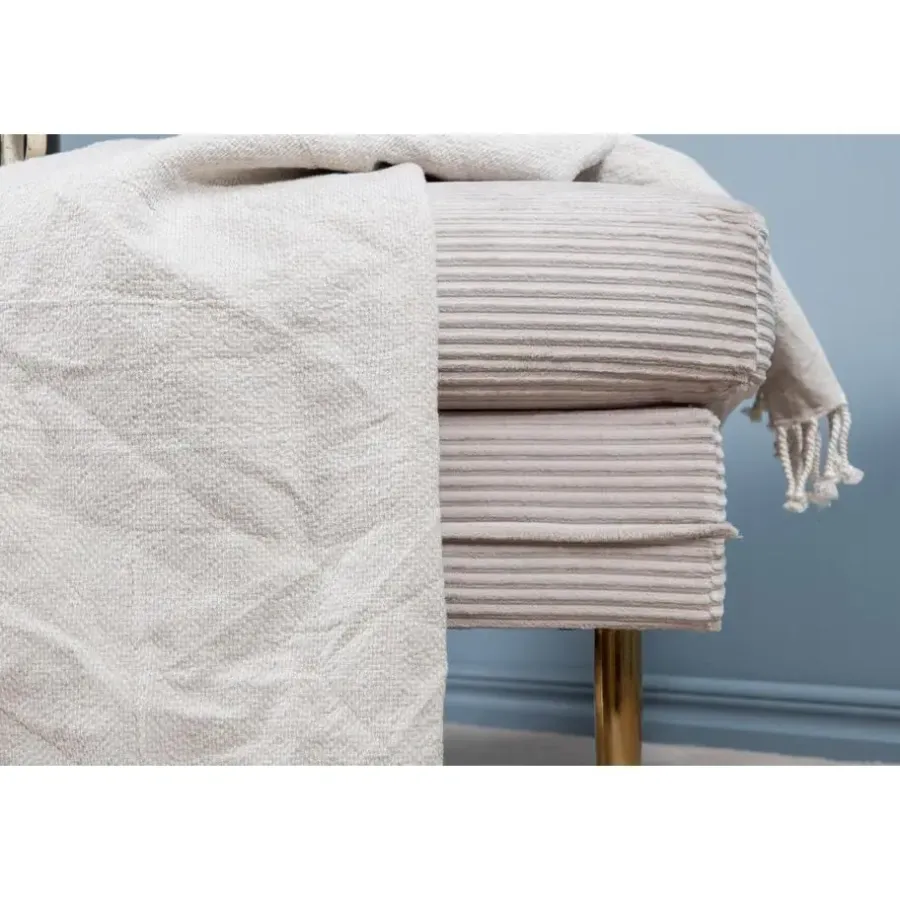 Hockers En Voetenbanken-Svea - Tess hocker - rib - beige