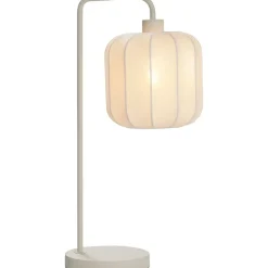 Leen Bakker Tafellamp Fenne - beige stof/metaal - E27 - 58x23x20 cm