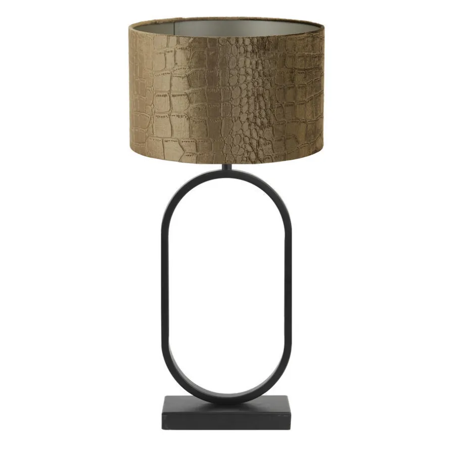 Tafellampen-Light & Living Tafellamp Jamiri/Praya - Zwart/Bruin - Ø30x67cm