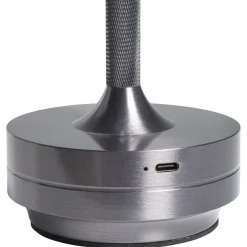 Leen Bakker Tafellamp Lux gunmetal USB LED - 27,5x13x13 cm