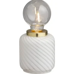 Leen Bakker Tafellamp Malaga LED - wit - 20xØ10 cm