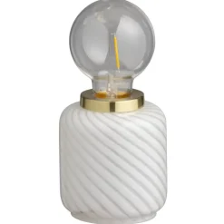Leen Bakker Tafellamp Malaga LED - wit - 20xØ10 cm