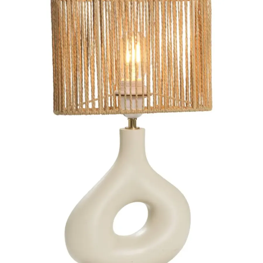 Tafellampen-Leen Bakker Tafellamp Reva - naturel keramiek - E27 - 42x26x13,5 cm
