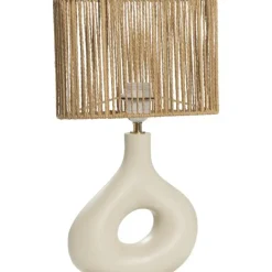 Tafellampen-Leen Bakker Tafellamp Reva - naturel keramiek - E27 - 42x26x13,5 cm
