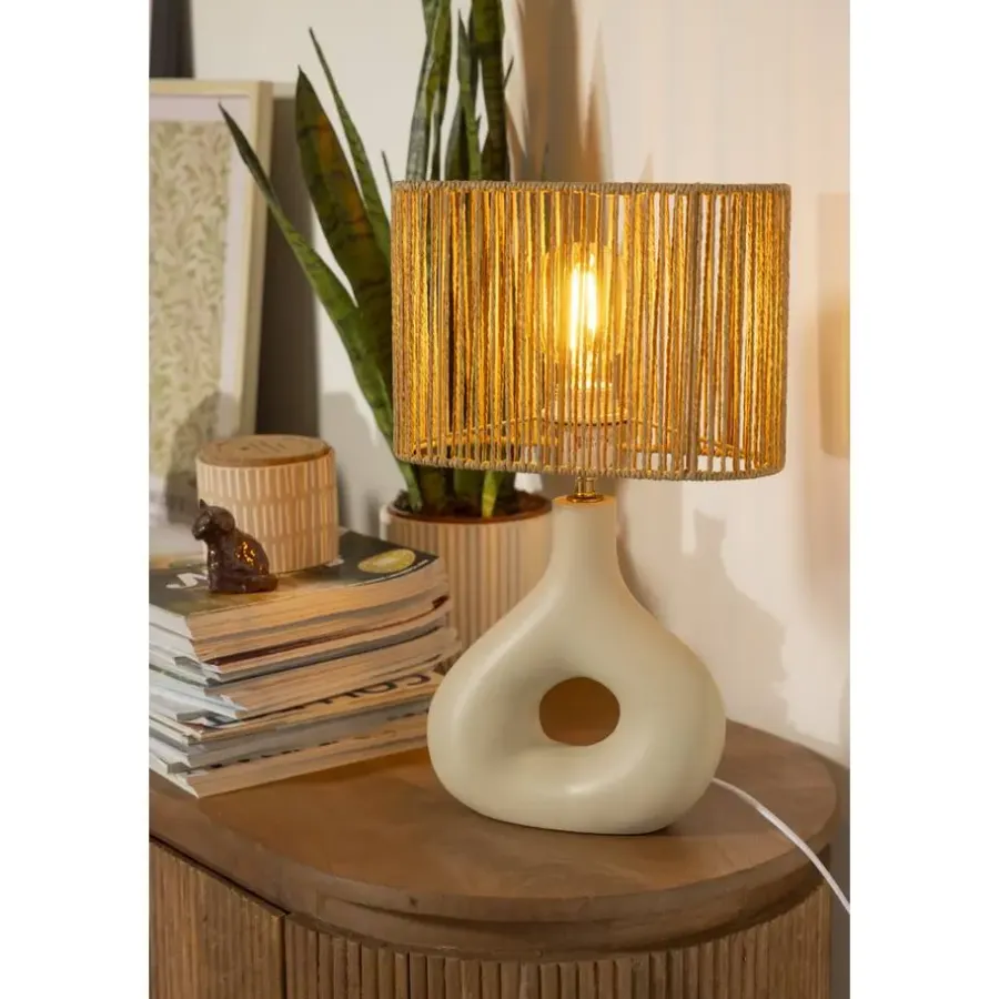 Tafellampen-Leen Bakker Tafellamp Reva - naturel keramiek - E27 - 42x26x13,5 cm