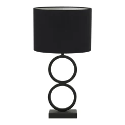 Light & Living Tafellamp Stelios/Velours Ovaal - Zwart/Zwart - Ø15x62cm