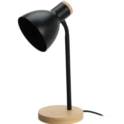 Home & Styling Tafellamp/bureaulampje Design Light - hout - zwart - H36 cm