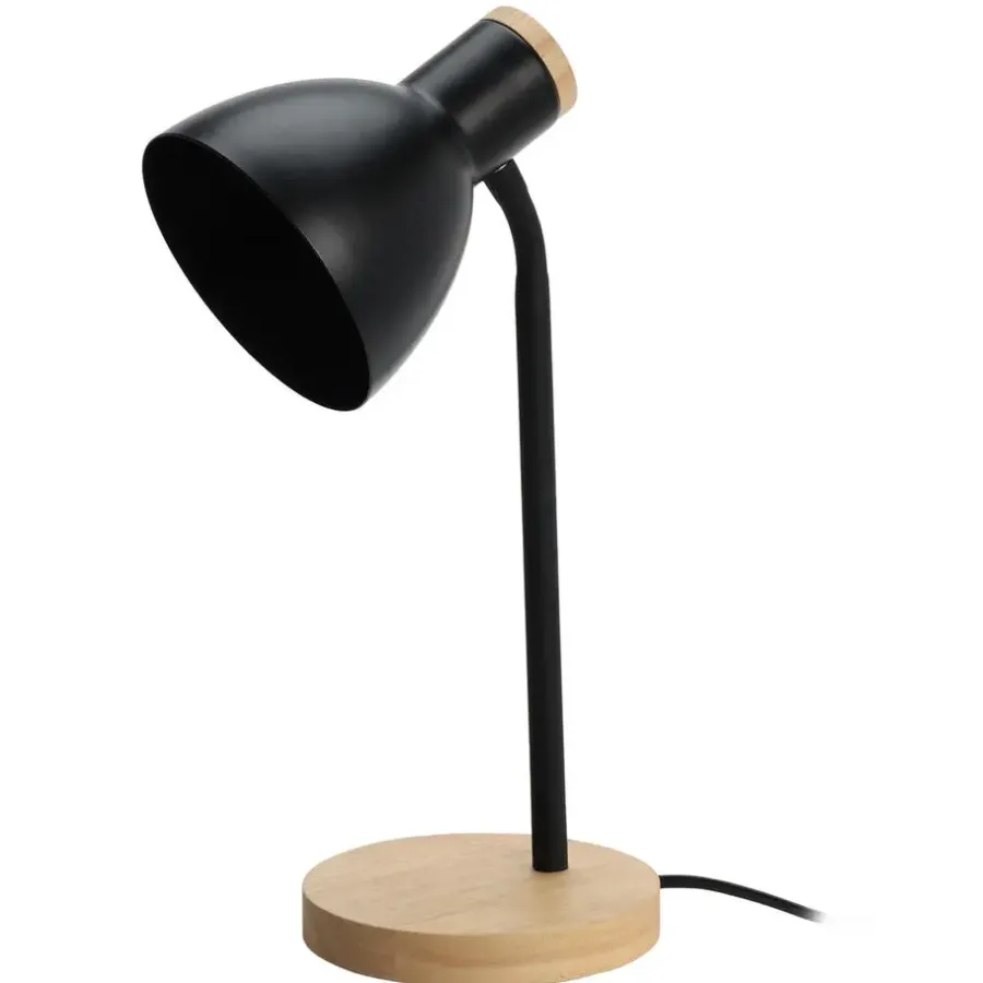 Home & Styling Tafellamp/bureaulampje Design Light - hout - zwart - H36 cm