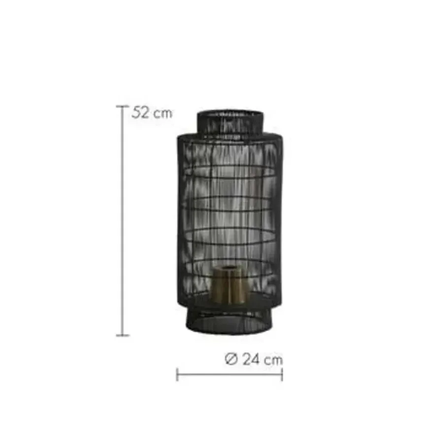 Light & Living Tafellamp/Lantaarn GRUARO - Draad Zwart-Antiek-Brons