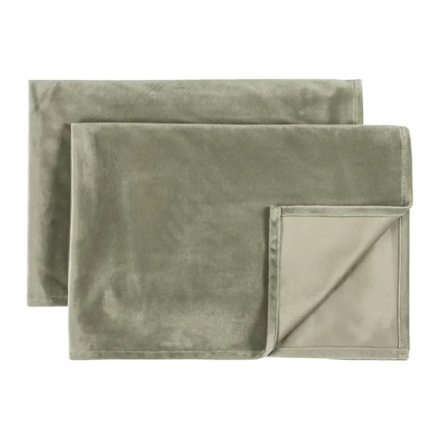 Leen Bakker Tafelloper - groen - 50x150 cm - Set van 2