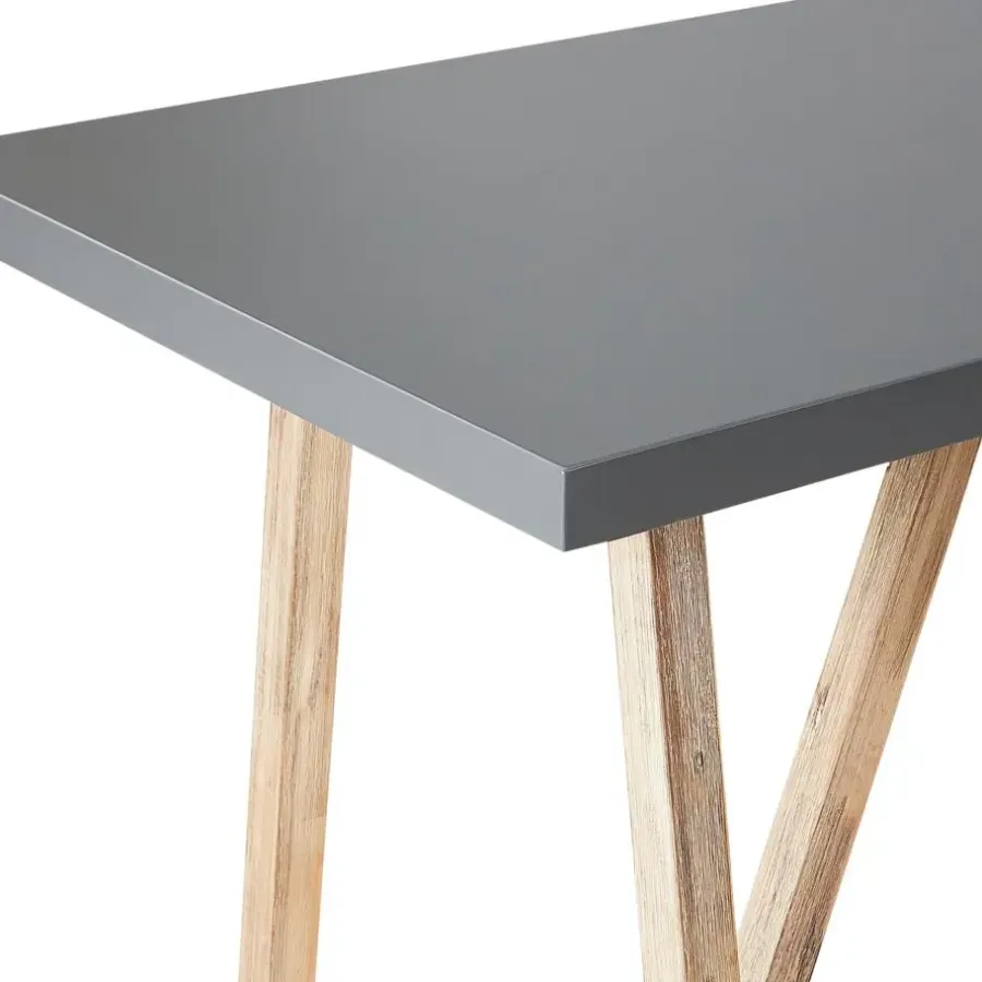 Bartafels-Beliani TALAMONE - Tuintafel - Lichthout/Grijs - 140 x 70 cm - Vezelcement