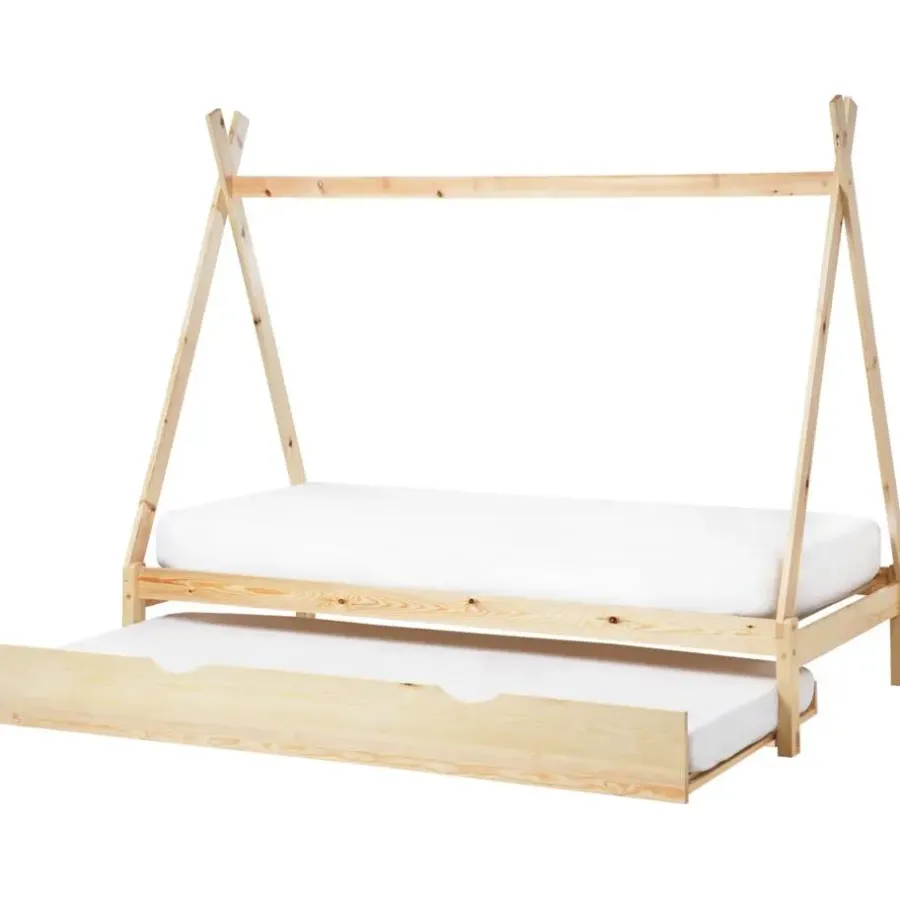 Beliani TALMONTIERS - Onderschuifbed - Lichtbruin - 90 x 200 cm - Grenenhout