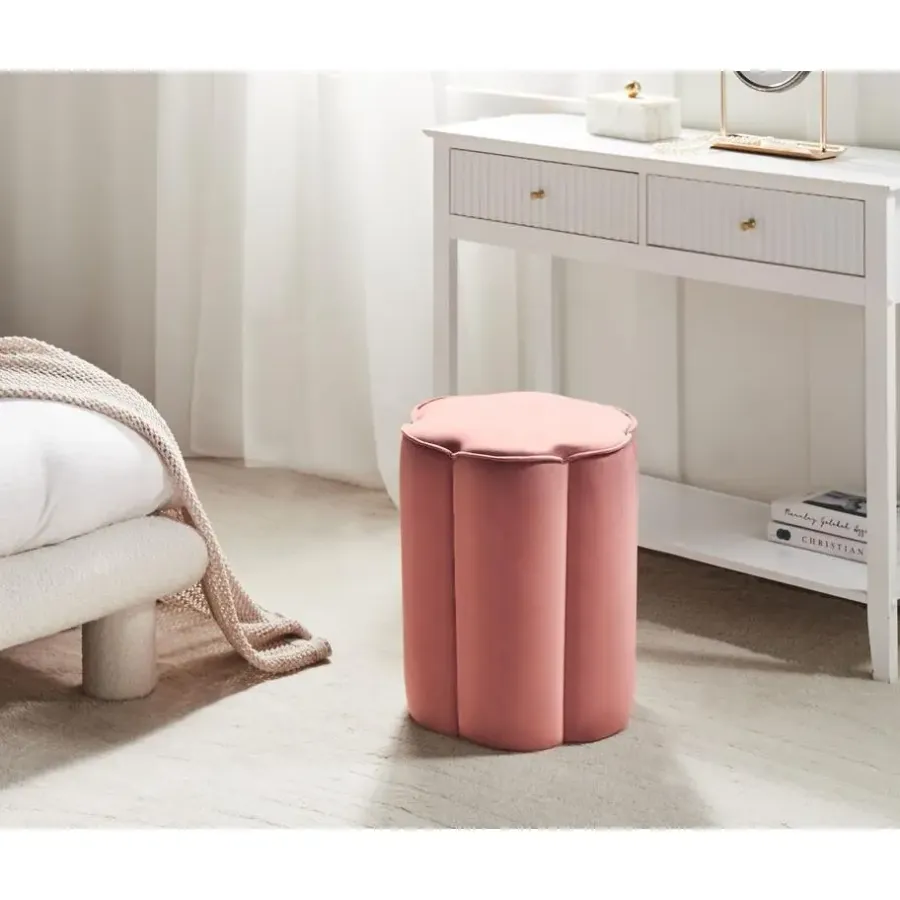 Poefen-Leen Bakker TAPPEN - Poef - Roze - Fluweel