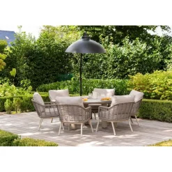Tuintafels-4-Seasons Outdoor Taste Donato low dining tuintafel Ø160 cm. - Latte