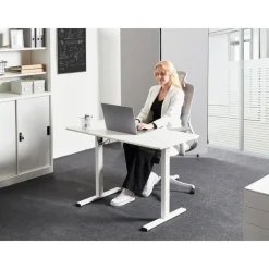 Beliani TAVARES - Elektrisch verstelbaar bureau - Wit - Vezelplaat