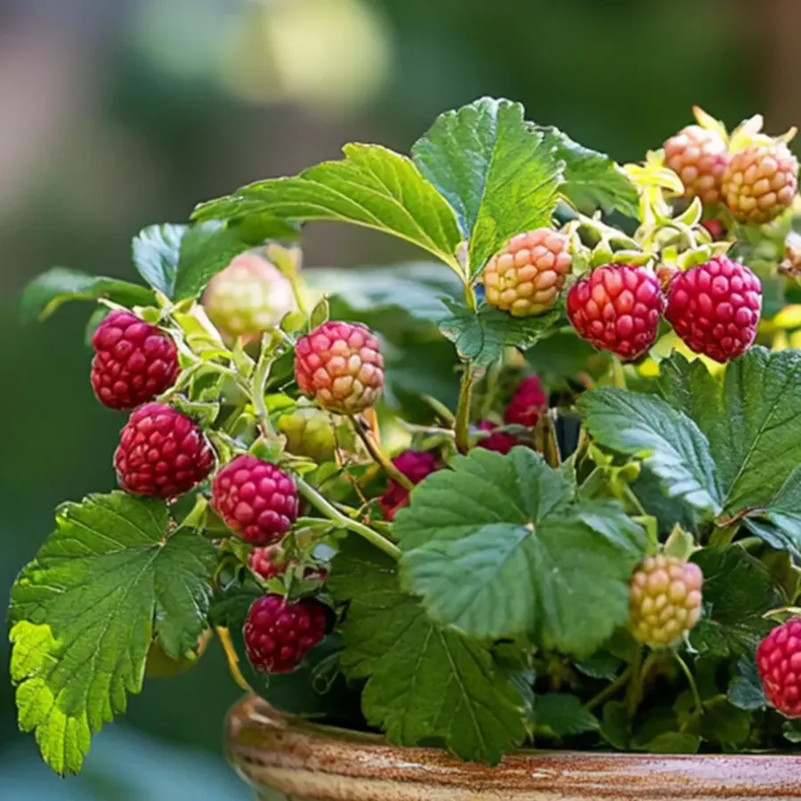 Plant in a Box Taybessenplant - Set van 3 - Rubus 'Tayberry' - Hoogte 25-40cm - ⌀9cm