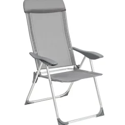 Kamperen En Outdoor-tectake 4 aluminium tuinstoel inklapbaar met hoofdsteun, Grijs
