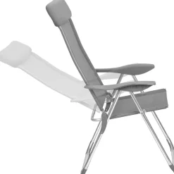 Kamperen En Outdoor-tectake 4 aluminium tuinstoel inklapbaar met hoofdsteun, Grijs