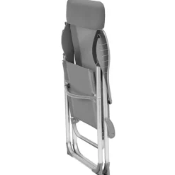 Kamperen En Outdoor-tectake 4 aluminium tuinstoel inklapbaar met hoofdsteun, Grijs
