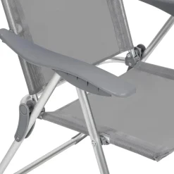 Kamperen En Outdoor-tectake 4 aluminium tuinstoel inklapbaar met hoofdsteun, Grijs