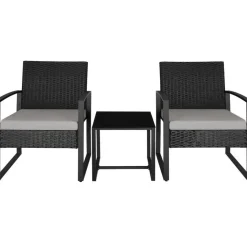 Bistro- & Balkonsets-tectake - balkonset Granada - wicker - zwart