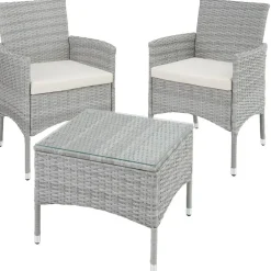 Bistro- & Balkonsets-tectake - balkonset Luzern - wicker - lichtgrijs - 403702