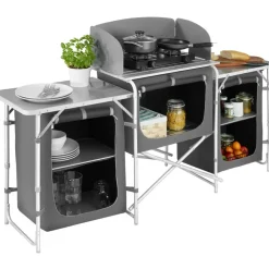 tectake - Campingkeuken 172x52x104cm, Grijs