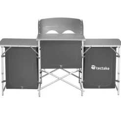 tectake - Campingkeuken 172x52x104cm, Grijs