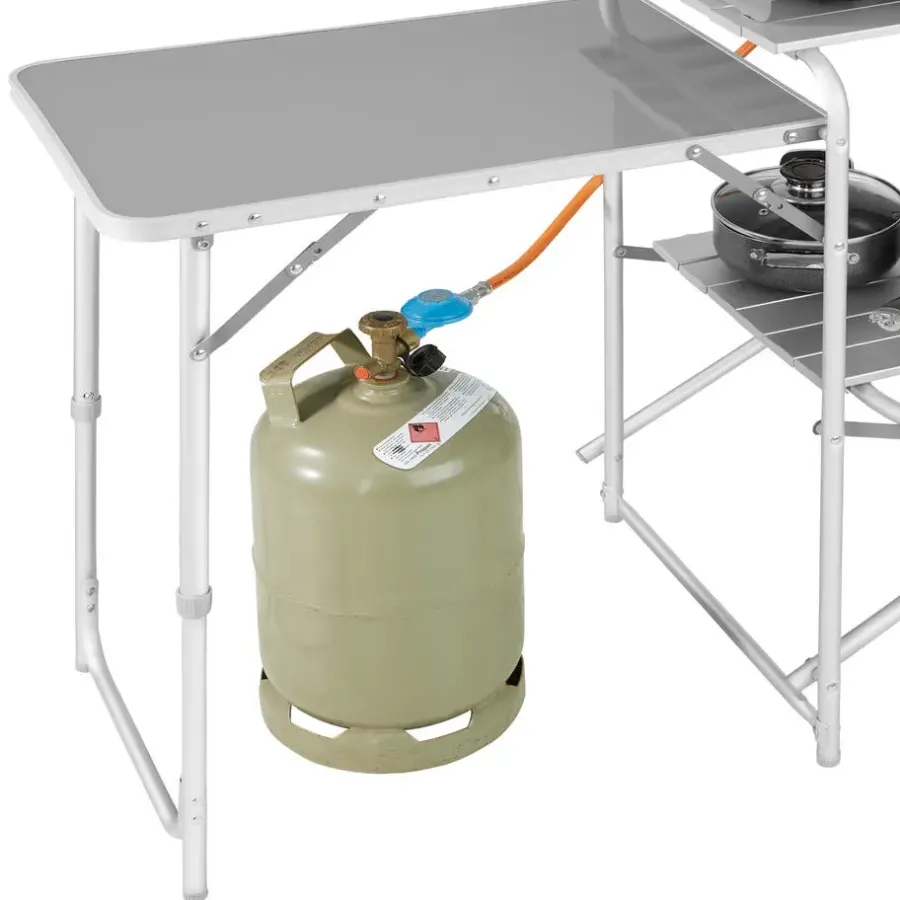 tectake - Campingkeuken 172x52x104cm, Grijs