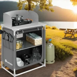 Barbecues En Accessoires-tectake - Campingkeuken 76x53,5x107cm, Grijs