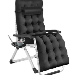 Kamperen En Outdoor-tectake - Ligbed Cloud inklapbaar, traploos verstelbaar, Zwart
