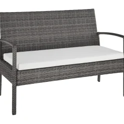 Loungesets-tectake - loungeset - bank, stoelen en tafel - wicker - grijs