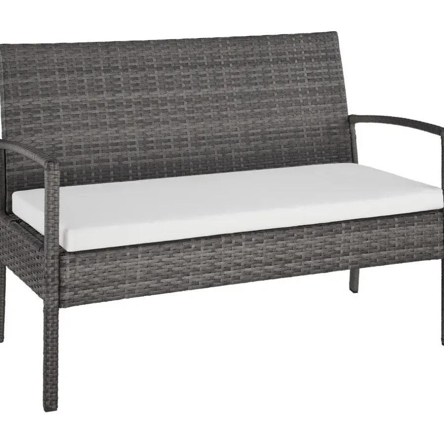 Loungesets-tectake - loungeset - bank, stoelen en tafel - wicker - grijs