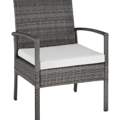 Loungesets-tectake - loungeset - bank, stoelen en tafel - wicker - grijs