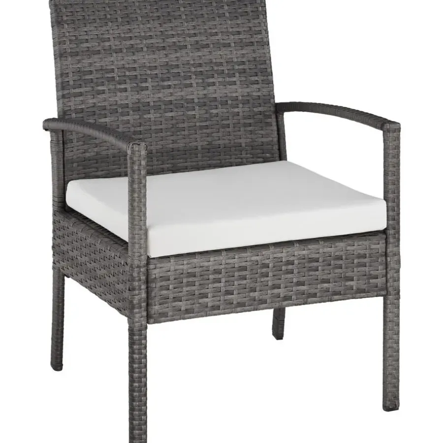 Loungesets-tectake - loungeset - bank, stoelen en tafel - wicker - grijs