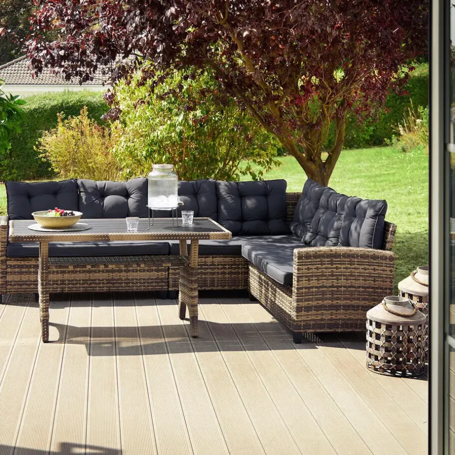 Loungesets-tectake - loungeset Catania - wicker - zwart
