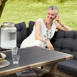 Loungesets-tectake - loungeset Catania - wicker - zwart