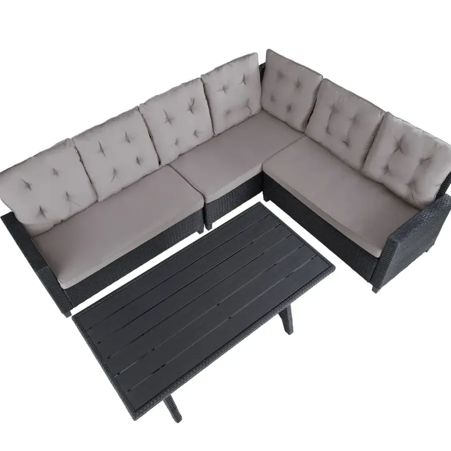 Loungesets-tectake - loungeset Catania - wicker - zwart