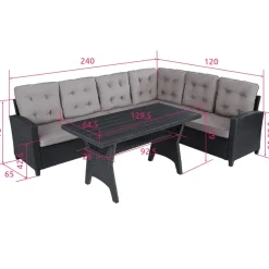 Loungesets-tectake - loungeset Catania - wicker - zwart