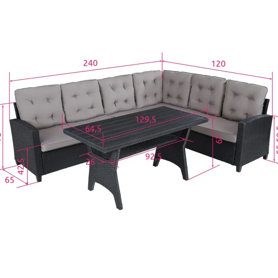 Loungesets-tectake - loungeset Catania - wicker - zwart