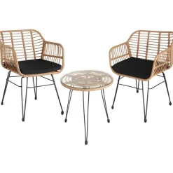 Bistro- & Balkonsets-tectake - loungeset Molfetta - wicker - natuurkleur
