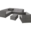 Loungesets-tectake - Loungeset Pisa met opbergbox kussens - wicker - grijs