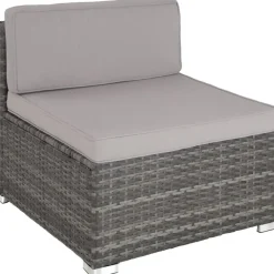 Loungesets-tectake - Loungeset Pisa met opbergbox kussens - wicker - grijs