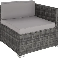 Loungesets-tectake - Loungeset Pisa met opbergbox kussens - wicker - grijs