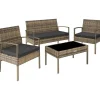 tectake - loungeset Sparta - bank+stoelen+tafel - natuurkleur